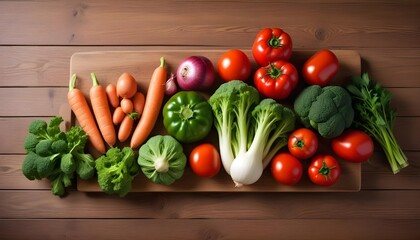 Wall Mural - vegetables on a wooden board