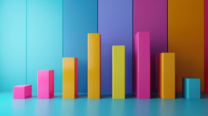 Poster - A 3D bar graph illustration representing sales performance and revenue growth