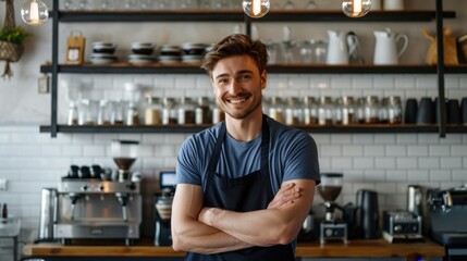 Wall Mural - The smiling barista in cafe