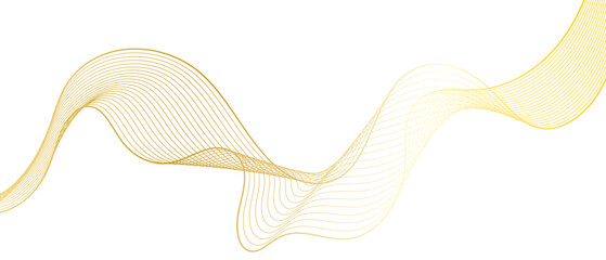 Aufkleber - Luxury abstract gold wavy line pattern on transparent background with golden color smooth curves gradient. Vector illustration.
