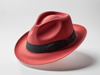 red fedora hat isolated on white background