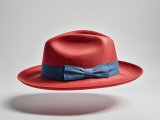 red fedora hat isolated on white background