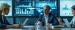 © Kunalai - Strategy meeting with executives, serious discussions, hightech gadgets, formal attire, sophisticated conference room, financial charts and graphs on screen