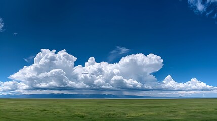 Wall Mural - Vast expanse of deep blue sky with soft cloud formations