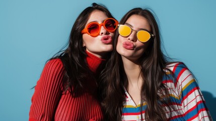 Canvas Print - The friends in colorful sunglasses