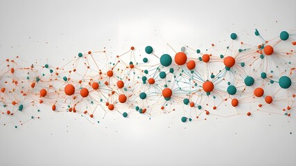 Line and dot connections in a vector format. Template for a technology banner. Abstract visual backdrop communication. Simple array consisting of dots and compounds lines. Visualization of digital dat