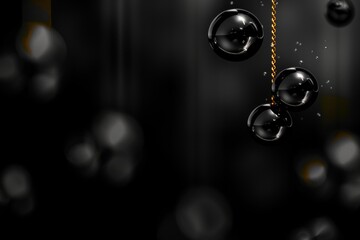 Poster - Black and Gold Spheres with Abstract Background