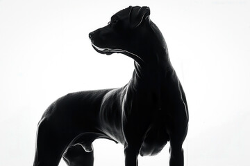 Poster - Pitbull Silhouette - Detailed Animal Art on White Background