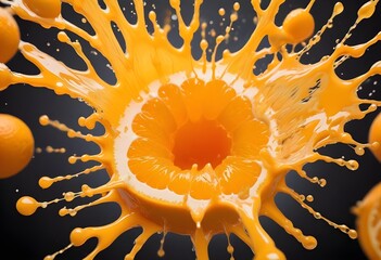 Wall Mural - macro shot splash orange fruit