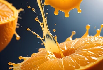 Poster - macro shot splash orange fruit