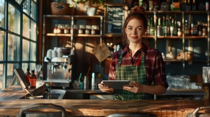 Canvas Print - The Barista with a Tablet