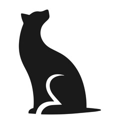 Wall Mural - Black and white vector silhouette of a cute Big Cat isolated on white background	
