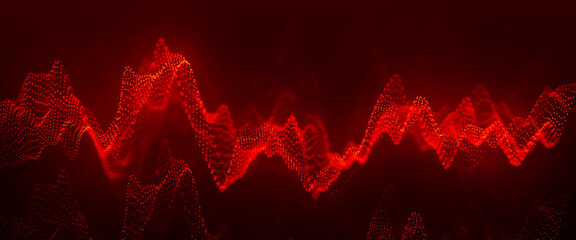 Wall Mural - Futuristic particle wave. Abstract technology background. Big data visualization. Equalizer wave. 3D rendering.