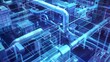 © นายเวิ่น เว้อ - A computer generated image of a complex network of pipes. The pipes are connected in various ways, creating a complex web of interconnections. Concept of complexity and organization