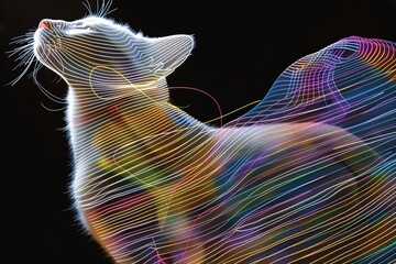 Canvas Print - Neon Cat with Light Trails