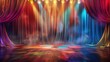 © kitidach - Colorful theatre stage, actors performing, abstract background, vibrant lighting, studio setting, realistic detail