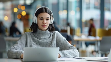 Canvas Print - The woman with headphones