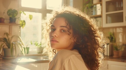 Canvas Print - The woman with curly hair