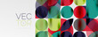 © antishock - Mosaic geometric elements. Colorful circles, round geometric shapes and lines with shadow 3d effects. Simple forms abstract background for wallpaper, banner, template or landing