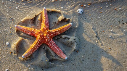 Starfish limbs arranged in a peace sign shape on the sand