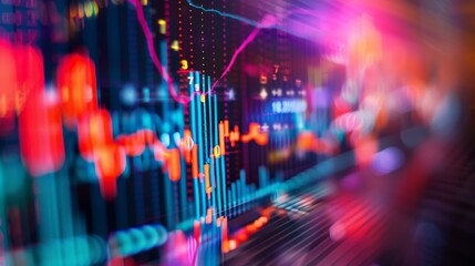 Aufkleber - A close-up of a computer screen showing a stock market graph with fluctuating prices and trends