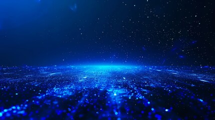 Wall Mural - abstract blue background with glowing particles and lights, perfect for technology, science, or futu