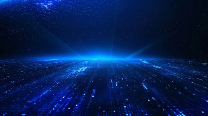 Wall Mural - abstract blue digital background with light rays and particle effects