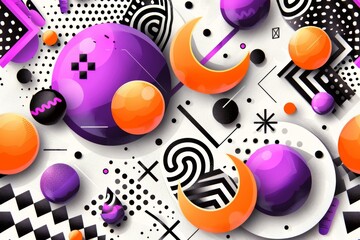 Wall Mural - abstract 3d geometric shapes with vibrant colors and dynamic patterns futuristic and modern design p
