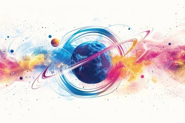 Wall Mural - abstract space scene with vibrant colors and swirling patterns futuristic and modern design dynamic 