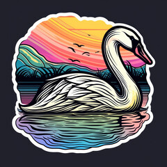 Wall Mural - Cartoon style swan sticker, badge design