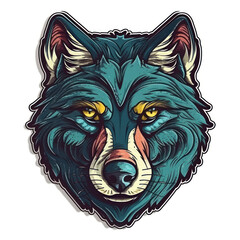 Canvas Print - Cartoon style wolf sticker, badge design