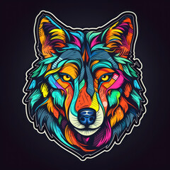 Wall Mural - Cartoon style wolf sticker, badge design