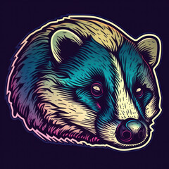 Cartoon style badger sticker, badge design