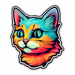 Canvas Print - Cartoon style cat sticker, badge design