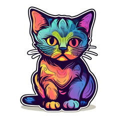 Canvas Print - Cartoon style cat sticker, badge design