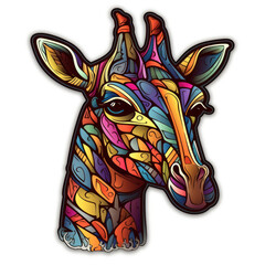 Cartoon style giraffe sticker, badge design