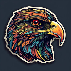 Cartoon style hawk sticker, badge design