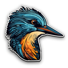 Cartoon style kingfisher sticker, badge design