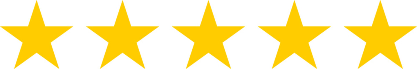 5 yellow stars icon. five stars sign