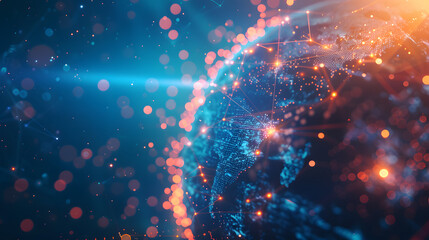 Wall Mural - digital world map planet earth space global globe sky space 5g wireless network ai big data communic