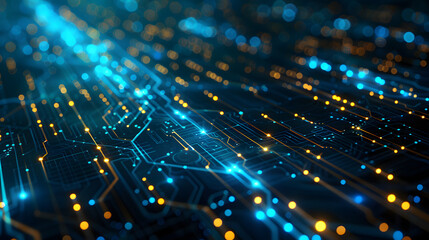 Wall Mural - blue digital background technology technological operations neural networks ai big data transmission