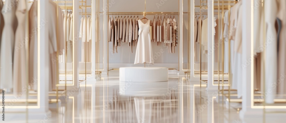 Elegant Boutique Showcase, a lavish retail environment featuring chic ...