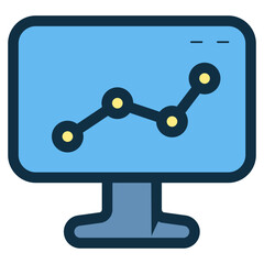 Sticker - statistical line graph chart on monitor icon