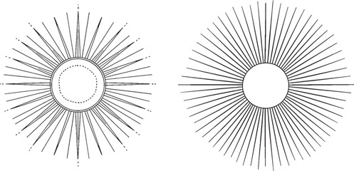 Poster - Icon of the sun continuous one line illustration on white background. Modern illustration in doodle style with hot temperature and summer sea signs.