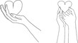 © Zaleman - The hand holding a heart is continuously drawn in one line as a symbol of charity.