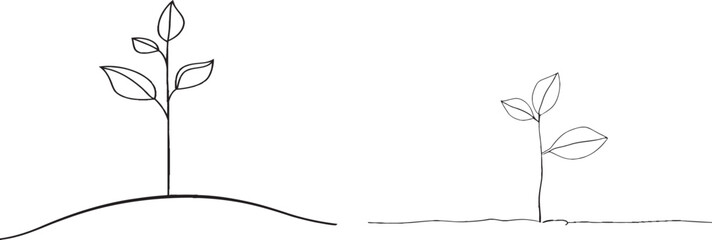 Leinwandbilder - Doodle line art plant with one continuous line growing.