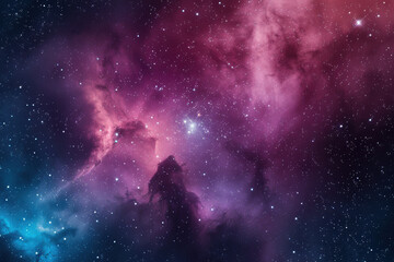 Wall Mural - stunning view of a colorful nebula in deep space, with vibrant hues of pink, purple, and blue, showc
