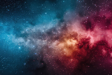 Wall Mural - A mesmerizing cosmic scene with colorful nebulas and sparkling stars in deep space, featuring blue, red, and purple hues creating a stunning visual effect.