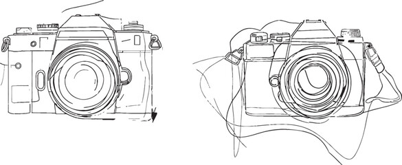 Canvas Print - A continuous line drawing of a professional camera. A line modern illustration.