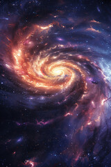 Wall Mural - a mesmerizing depiction of a glowing galaxy spiral with vibrant nebulae and countless stars, showcas
